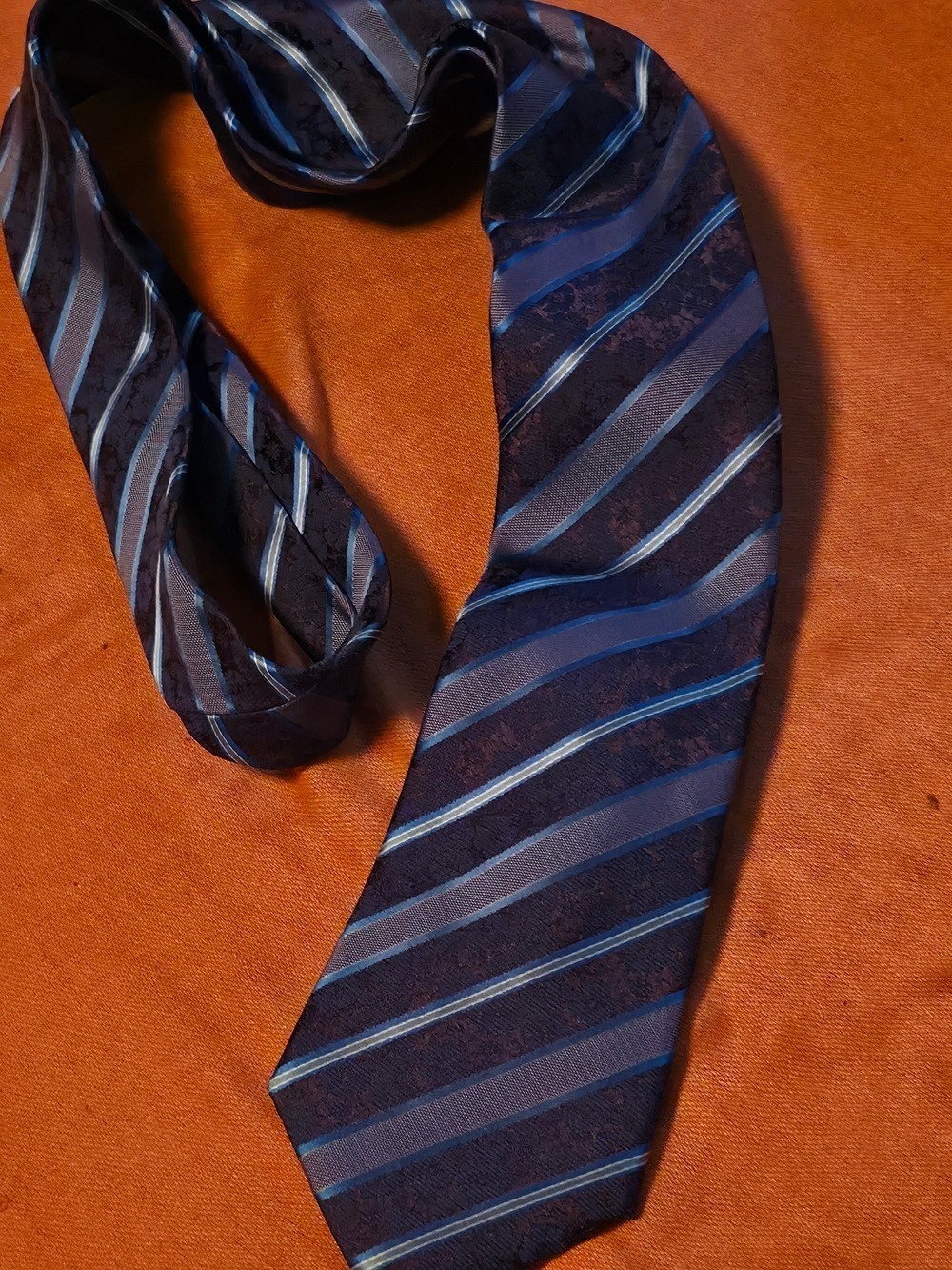 4/$25 Deal! Geoffrey Beene Navy and Purple Striped Tie